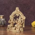 Pure Brass Ganesha & Lakshmi Seated Together Statue | 7" x 5" x 3" Divine Murti | 2.1 kg Traditional Temple Art | Prosperity Deities | Sacred Sculpture | Jaipurio